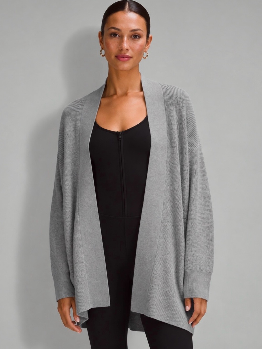 Lululemon Merino Wool-Blend Ribbed Long Wrap Cardigan Sweater Size 10